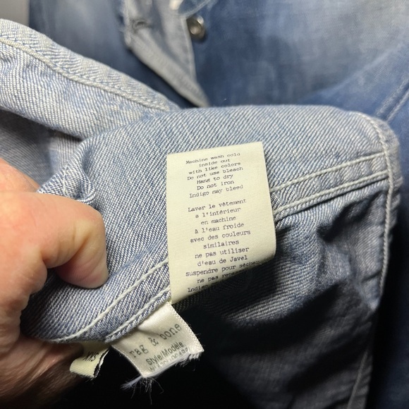 Rag & Bone Santa Cruz XXS Oversized Denim Button Chore Coat Blue Jean Jacket USA - Picture 7 of 8